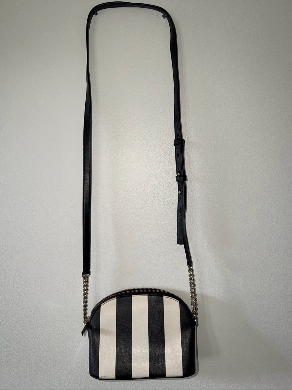 Kate Spade New York Spencer Small Dome Crossbody Black and White Stripe - Picture 3 of 7